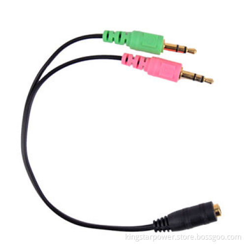 3.5mm Female to 3.5mm Male Microphone Jack + 3.5mm Male Earphone Jack Adapter Cable